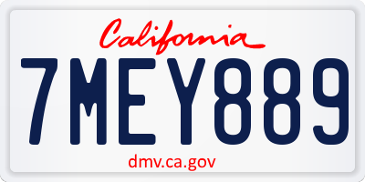 CA license plate 7MEY889