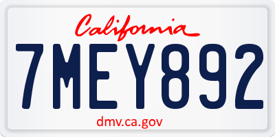 CA license plate 7MEY892