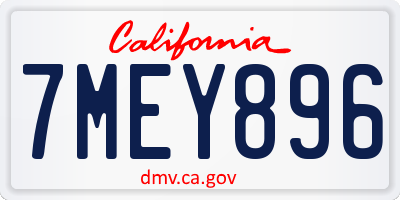CA license plate 7MEY896
