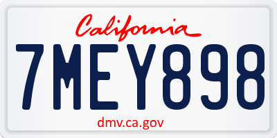 CA license plate 7MEY898