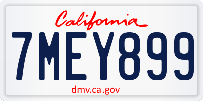 CA license plate 7MEY899