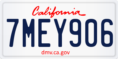 CA license plate 7MEY906