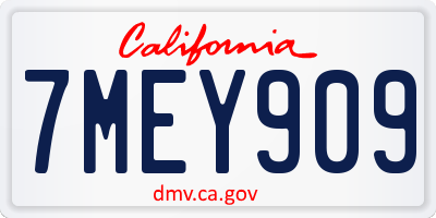 CA license plate 7MEY909
