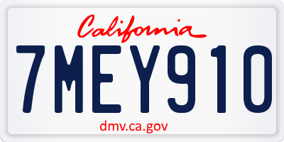CA license plate 7MEY910
