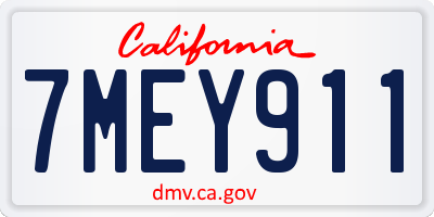 CA license plate 7MEY911