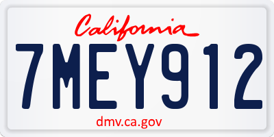 CA license plate 7MEY912