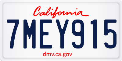 CA license plate 7MEY915