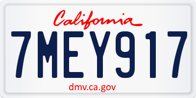 CA license plate 7MEY917