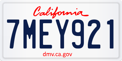 CA license plate 7MEY921