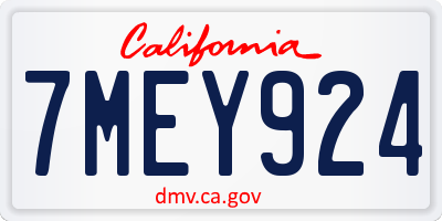 CA license plate 7MEY924