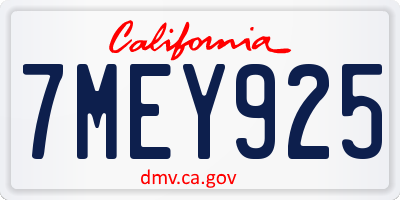 CA license plate 7MEY925
