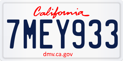 CA license plate 7MEY933