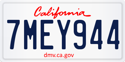 CA license plate 7MEY944