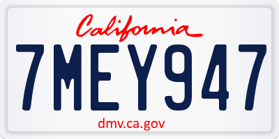 CA license plate 7MEY947