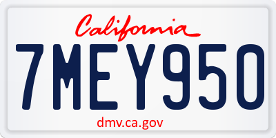 CA license plate 7MEY950