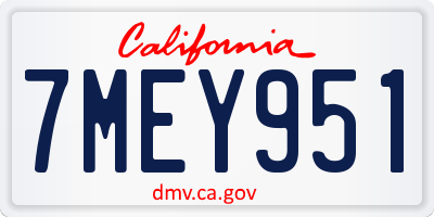 CA license plate 7MEY951