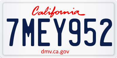 CA license plate 7MEY952