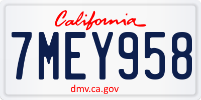 CA license plate 7MEY958