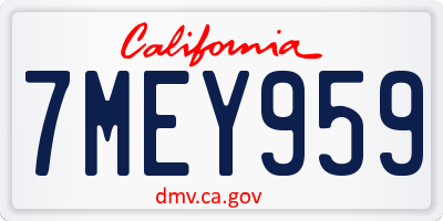 CA license plate 7MEY959