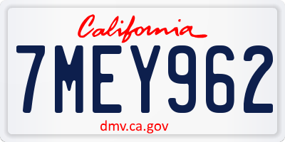CA license plate 7MEY962