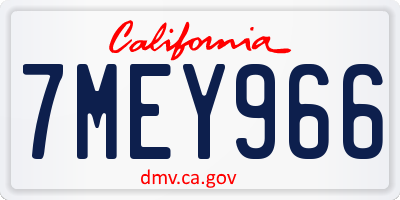 CA license plate 7MEY966