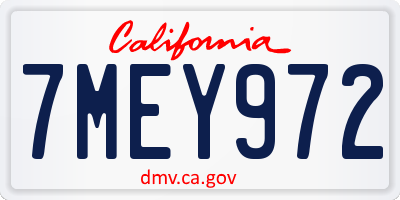 CA license plate 7MEY972