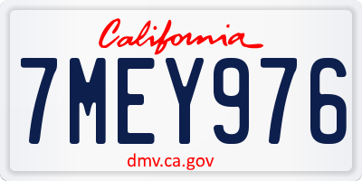 CA license plate 7MEY976