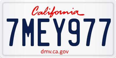 CA license plate 7MEY977