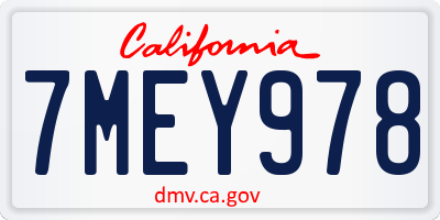 CA license plate 7MEY978