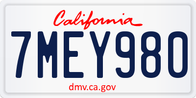 CA license plate 7MEY980