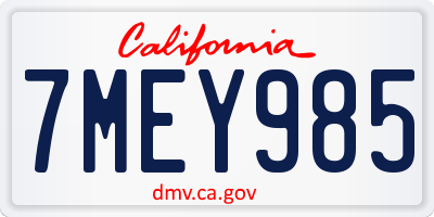 CA license plate 7MEY985
