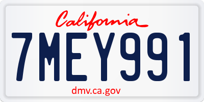 CA license plate 7MEY991