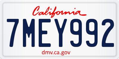 CA license plate 7MEY992