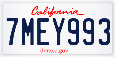 CA license plate 7MEY993