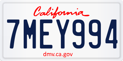 CA license plate 7MEY994