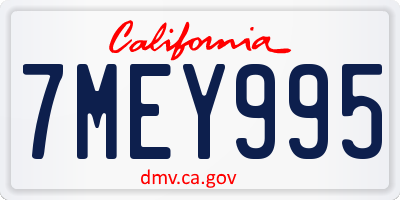CA license plate 7MEY995