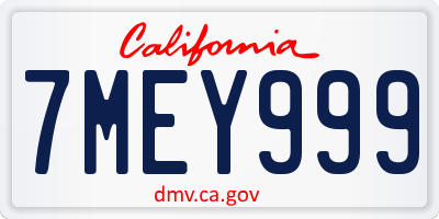 CA license plate 7MEY999