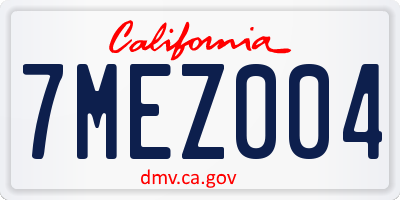 CA license plate 7MEZ004