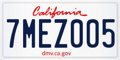 CA license plate 7MEZ005