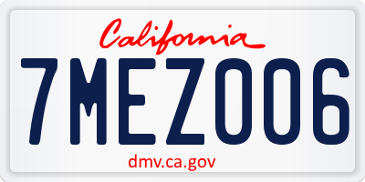 CA license plate 7MEZ006