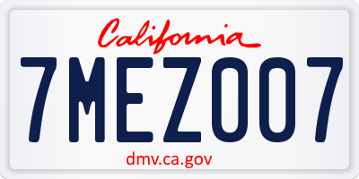 CA license plate 7MEZ007