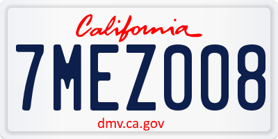 CA license plate 7MEZ008