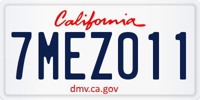 CA license plate 7MEZ011