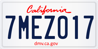 CA license plate 7MEZ017