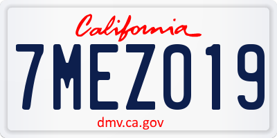 CA license plate 7MEZ019