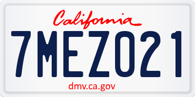 CA license plate 7MEZ021