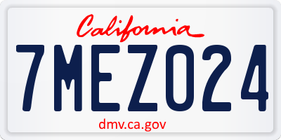 CA license plate 7MEZ024