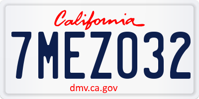 CA license plate 7MEZ032