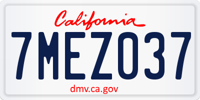 CA license plate 7MEZ037