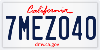 CA license plate 7MEZ040